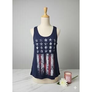 Maurices Women's American Flag Tank Top Festival USA Boho Distressed